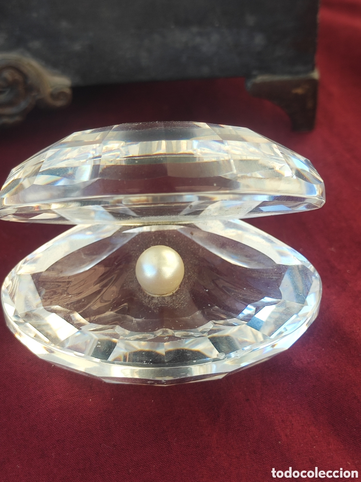 Vintage: Swarovski cristal.Ostra con perla. Original