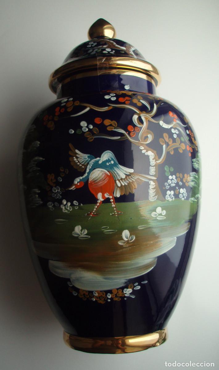 Vintage: VINTAGE. TIBOR AZUL. CER&Aacute;MICA. PINTADO A MANO. A&Ntilde;O 1950.