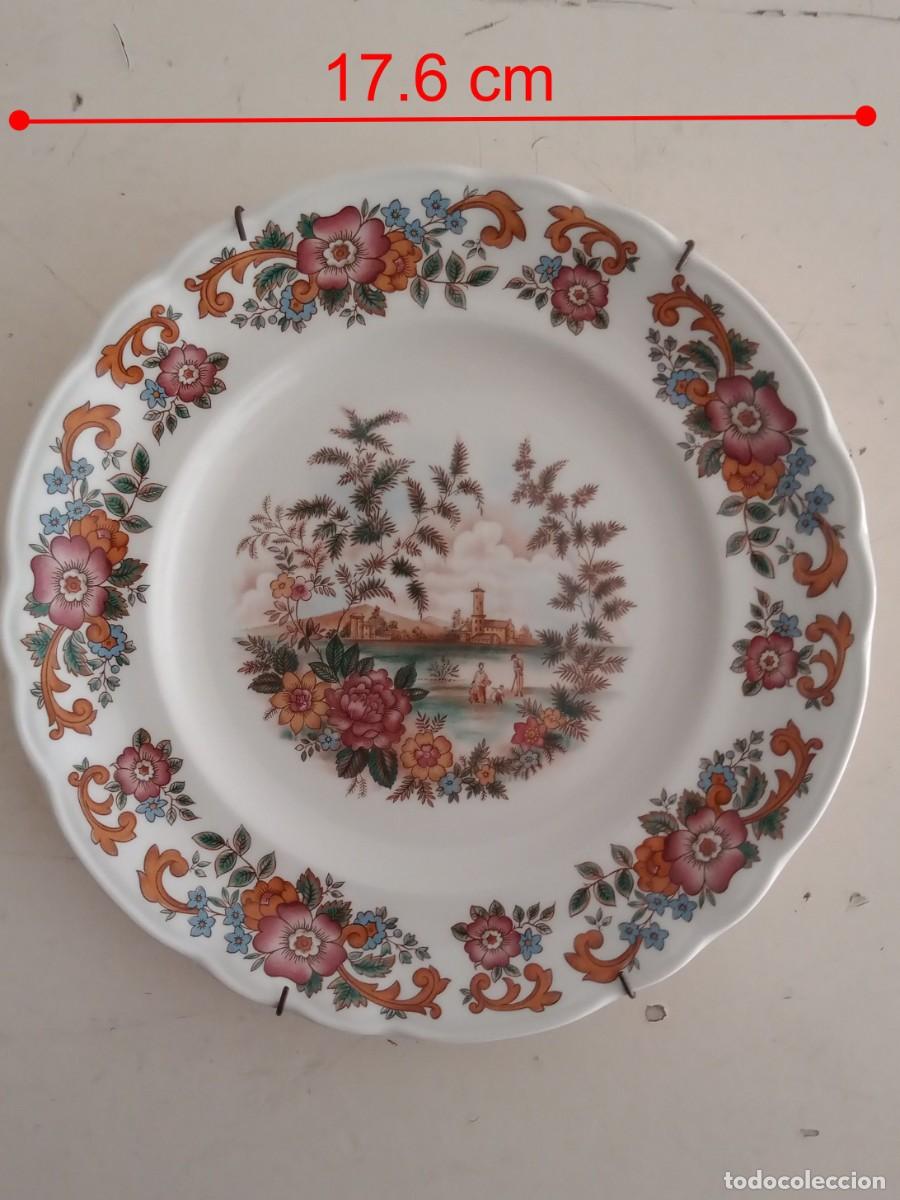 Vintage: PLATO DECORATIVO ALFARES DE MONTESAMPAIO PAISAJE Y FLORES 18 CM