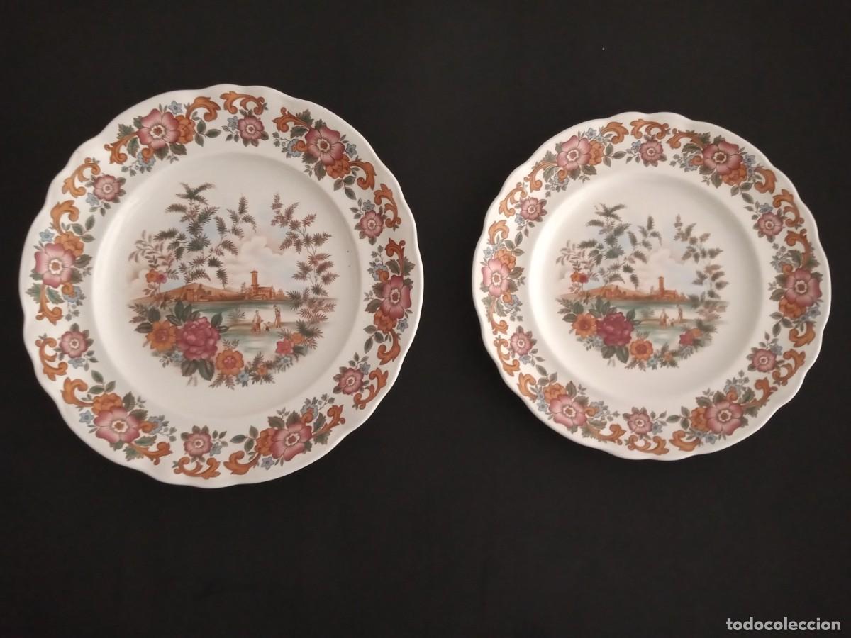 Vintage: PAREJA DE PLATOS VINTAGE ALFARES DE PONTESAMPAIO ESPA&Ntilde;A 21.5 Y 25 CM