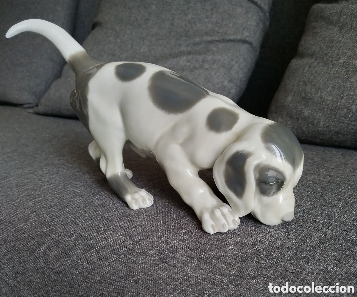 Vintage: Espectacular Perro Pointer / Braco de Porcelana Vintage - 27 cm - Impecable