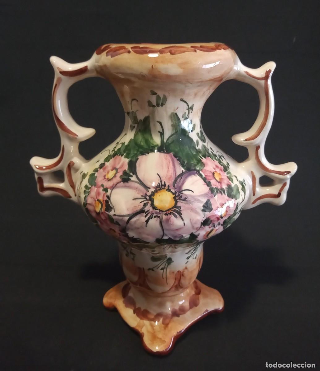 Vintage: Jarr&oacute;n &aacute;nfora de cer&aacute;mica esmaltada pintado a mano estilo cl&aacute;sico