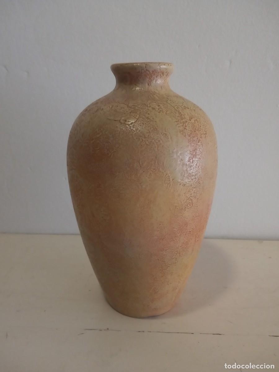 Vintage: Jarr&oacute;n &aacute;nfora de cer&aacute;mica decorativa r&uacute;stica con efecto craquelado tonos c&aacute;lidos