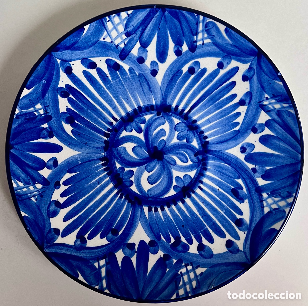Vintage: Dos Platos Cer&aacute;mica Talavera Azul, Pintado a Mano, 23cm
