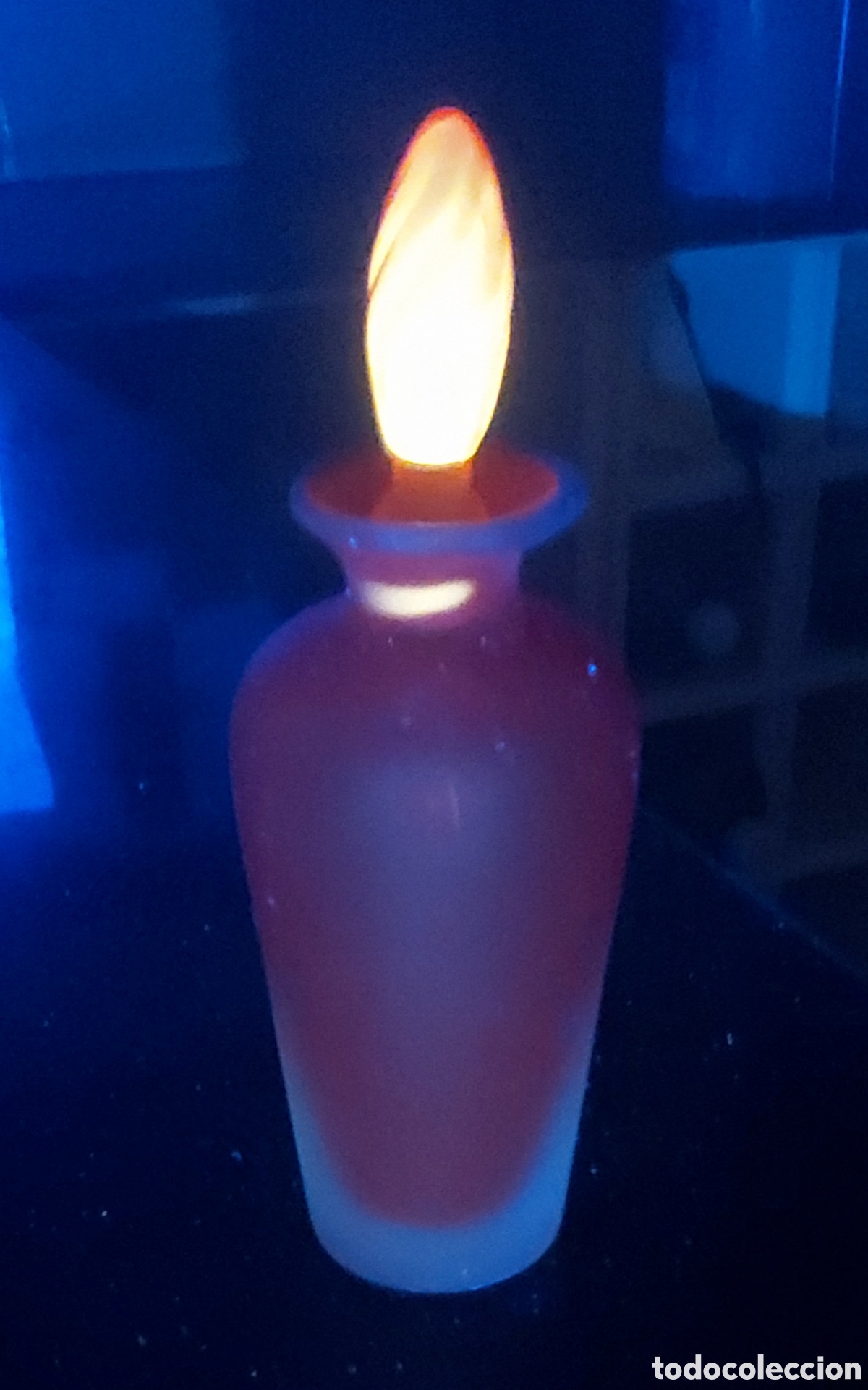 Vintage: Botella Murano Vintage Franco Moretti - Vidrio Satinato Rojo - Reactivo UV