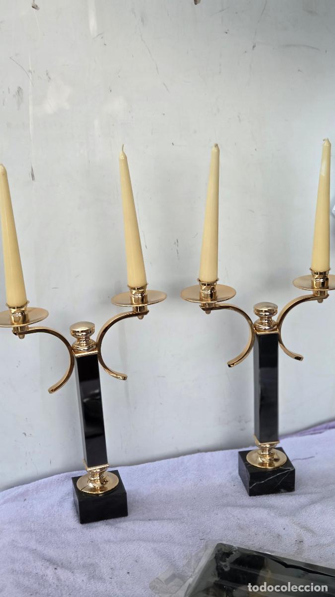 Vintage: 2 candelabros de metal