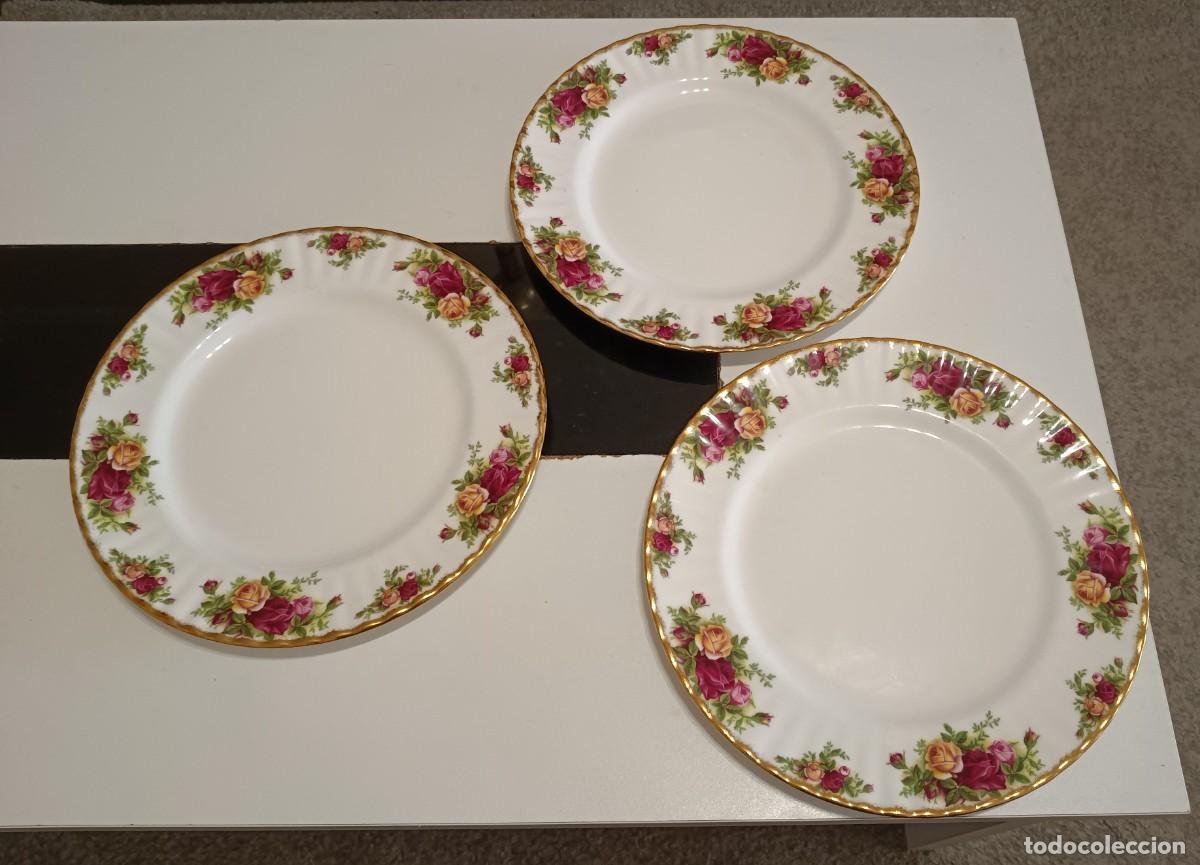Vintage: HERMOSO JUEGO DE 3 PLATOS LLANO GRANDE CE CENA DE PORCELANA FINA DE ROYAL ALBERT,PATRON OLD COUNTRY