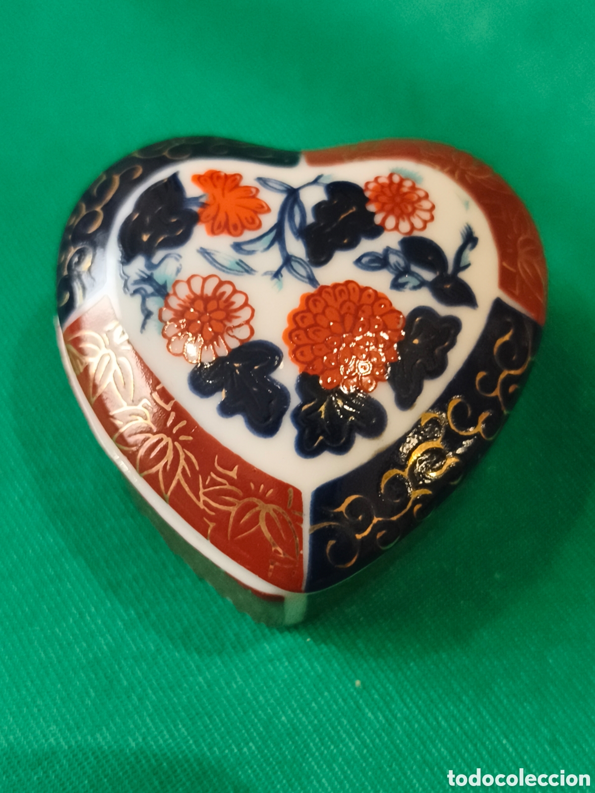 Vintage: Cajita Joyero de Porcelana en Forma de Coraz&oacute;n - Estilo Imari Japon&eacute;s