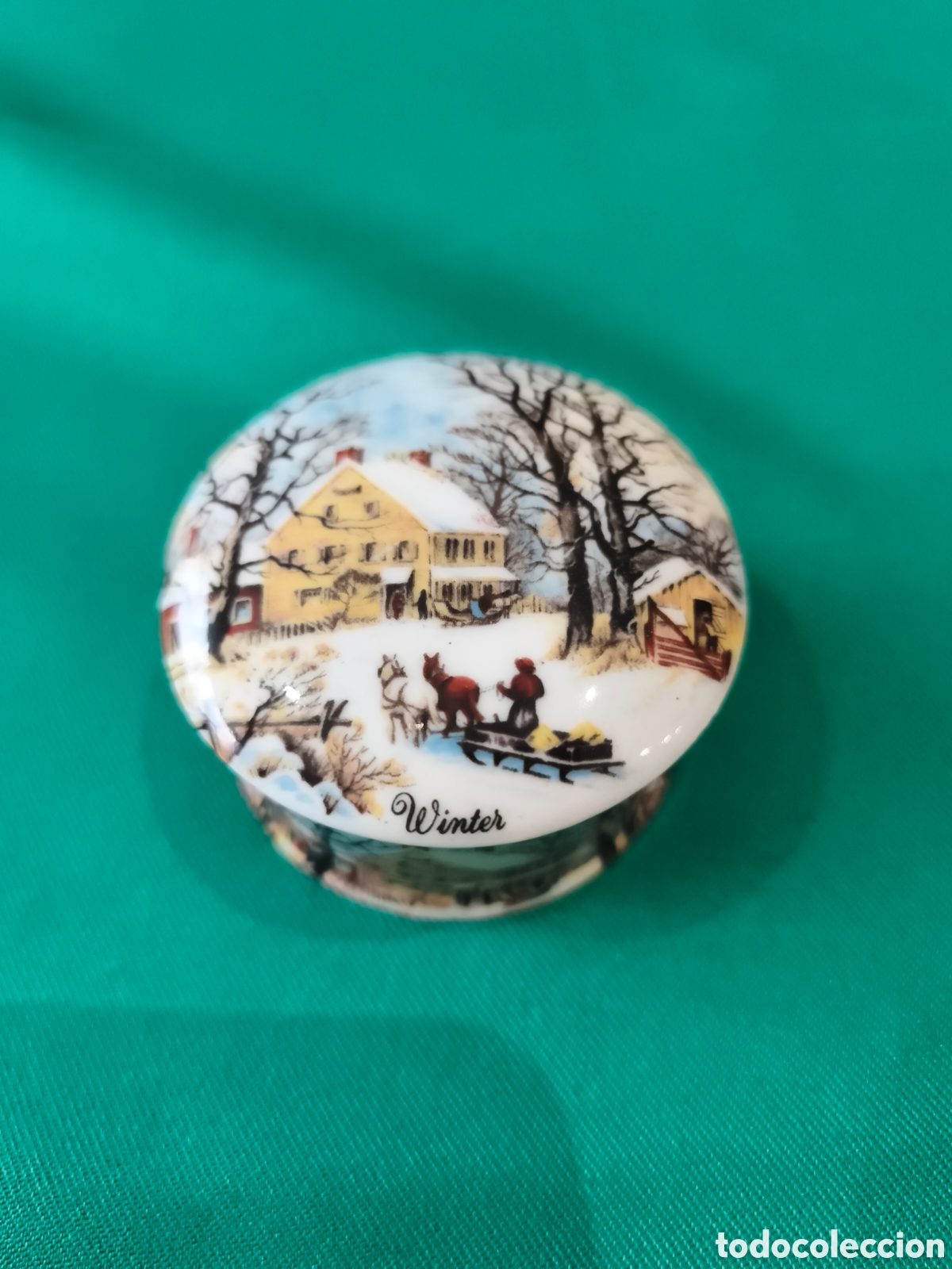 Vintage: Cajita Joyero Porcelana Inglesa Newhall &rdquo;Winter&rdquo; - Staffordshire