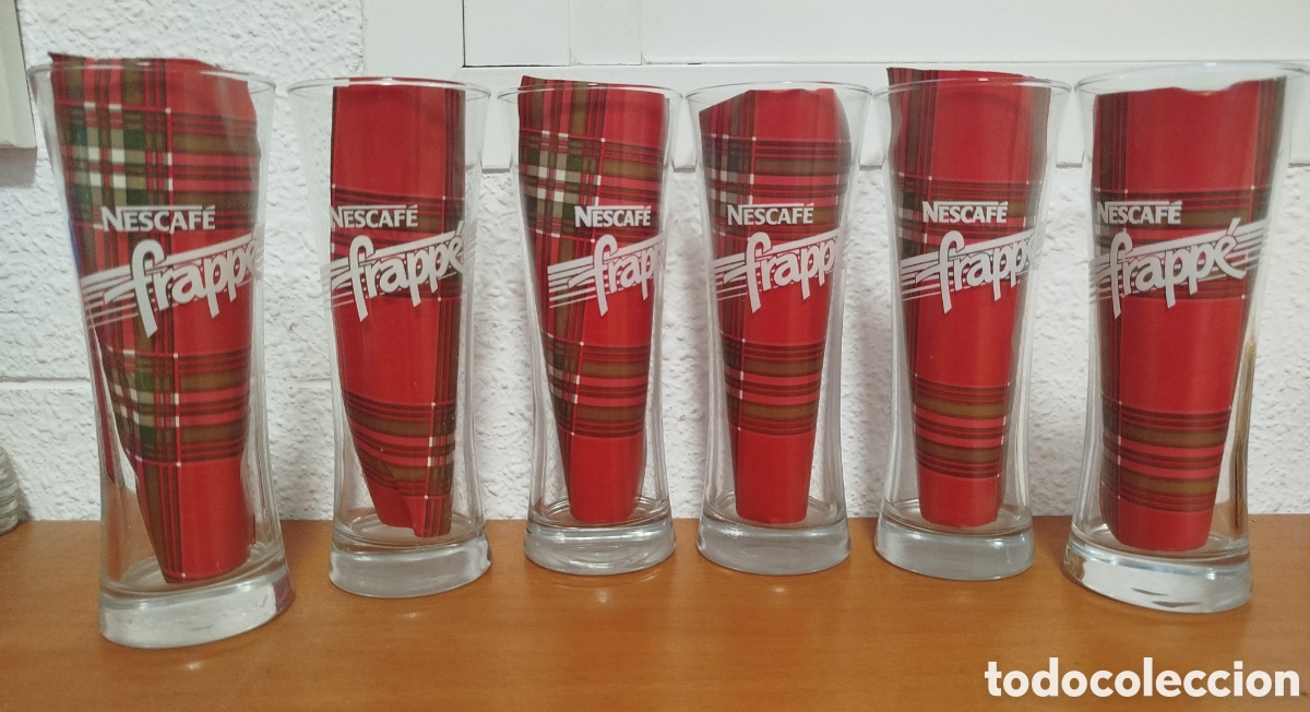 Vintage: Lote 6 Vasos de Cristal Vintage Nescaf&eacute; Frapp&eacute;