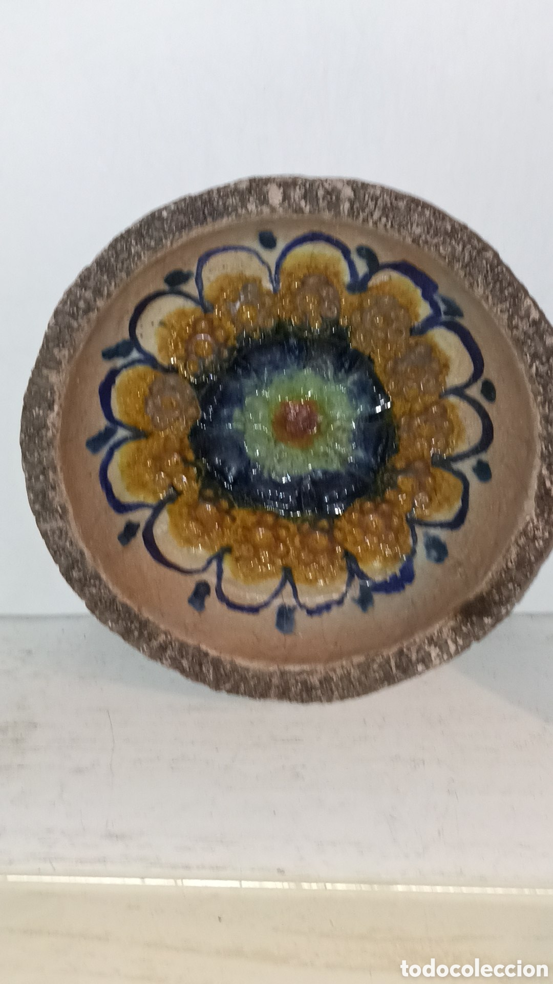 Vintage: Precioso cuenco artesanal terracota tradicional catalana pintado a mano