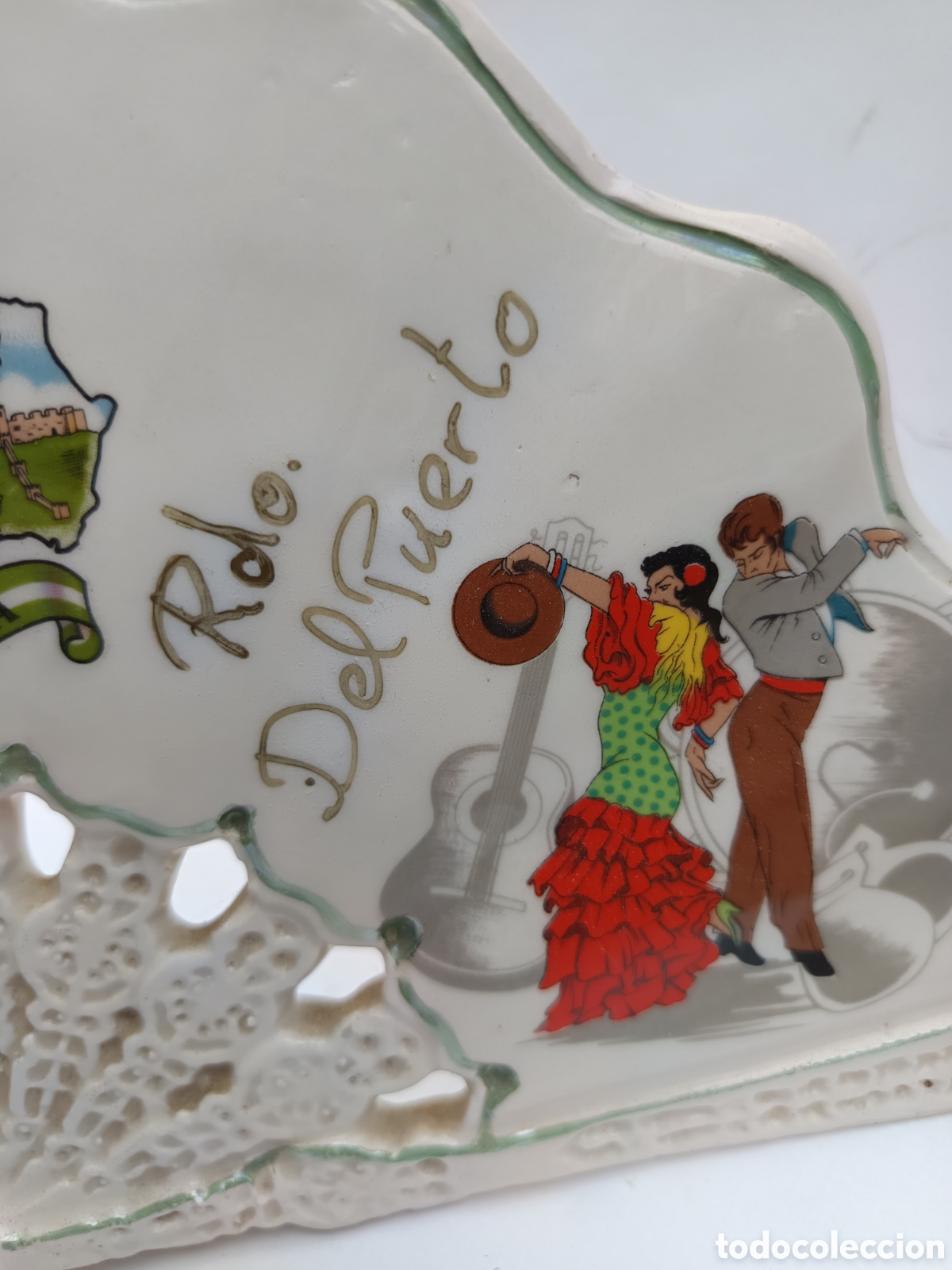 Vintage: Abanico f&aacute;brica Molina Arjonilla , Puerto Andaluc&iacute;a, Molina Arjonilla Jaen, ceramica porcelana