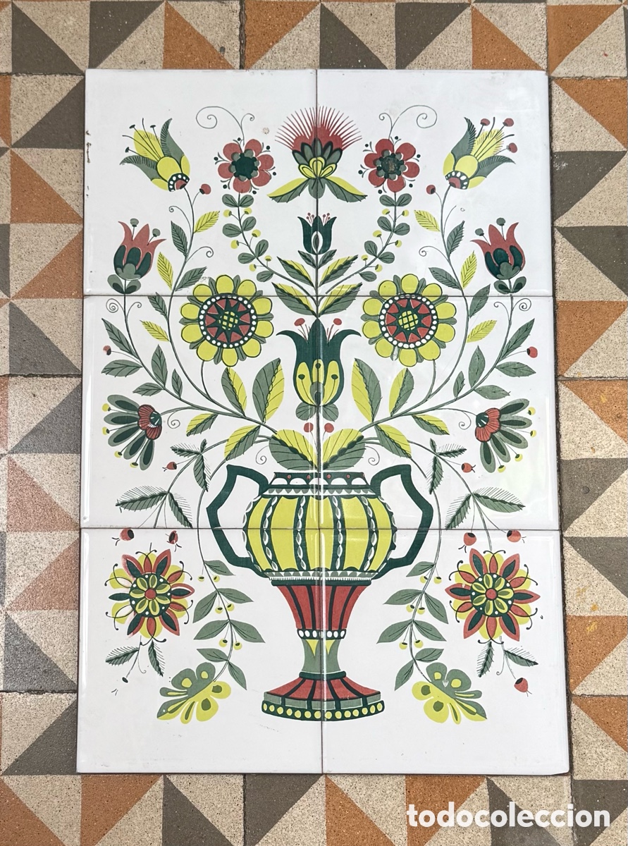 Vintage: Mural cer&aacute;mico de 6 azulejos a&ntilde;os 70