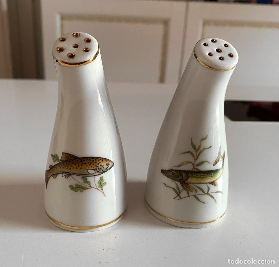 Vintage: Juego salero y pimentero de porcelana vintage