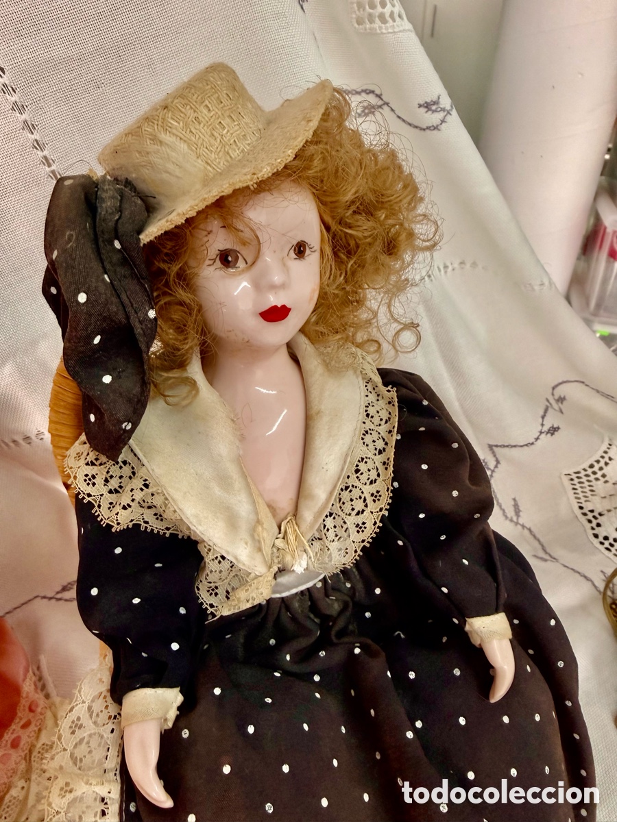 Vintage: Lote 4 mu&ntilde;ecas vintage a&ntilde;os 70 &ndash; Mu&ntilde;eca vestido negro, rosa y pareja de gemelas