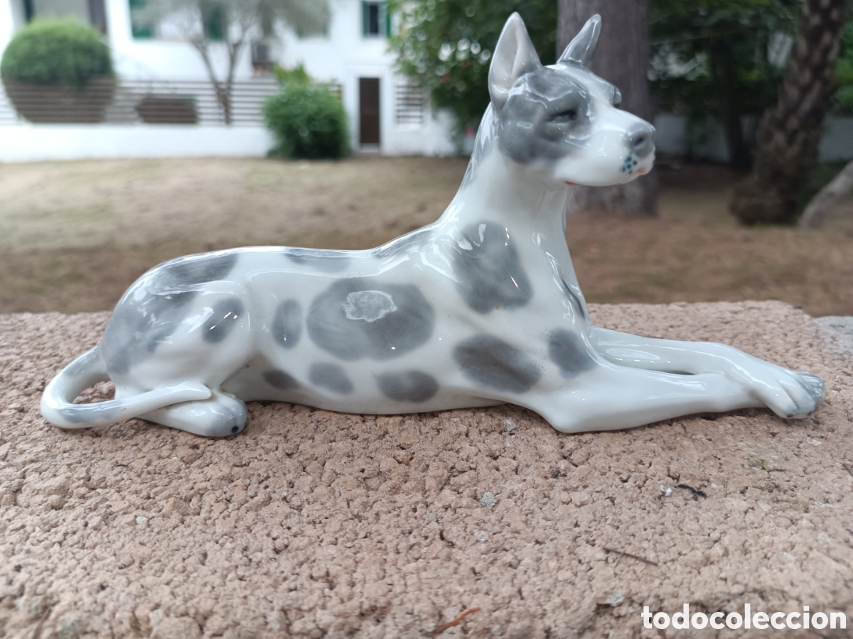 Vintage: Figura de perro Gran Dan&eacute;s en porcelana esmaltada &ndash; Marca SANBO (Vintage)