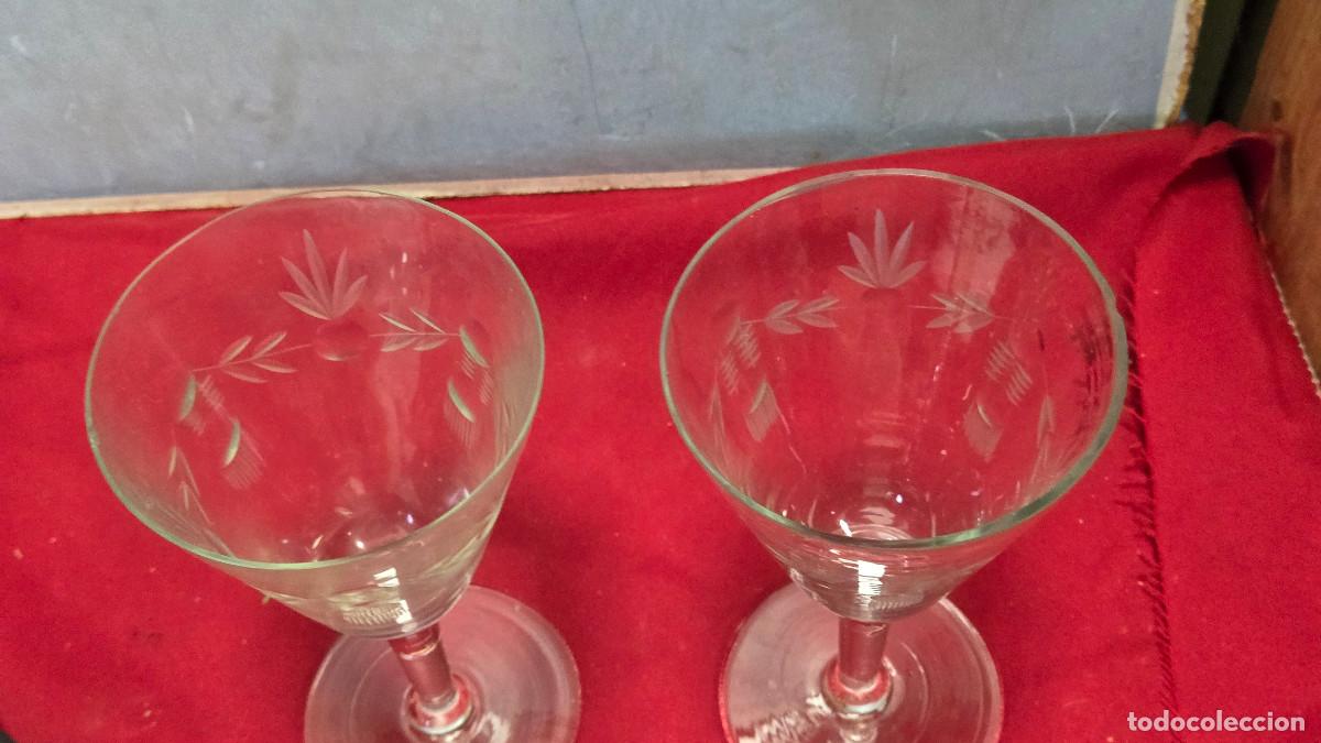 Vintage: 2 copas de cristal antiguo - Foto 2