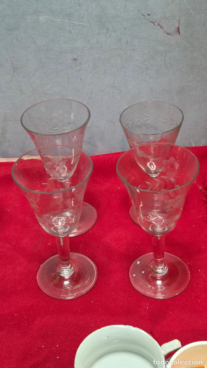 Vintage: 4 copas de cristal antiguo