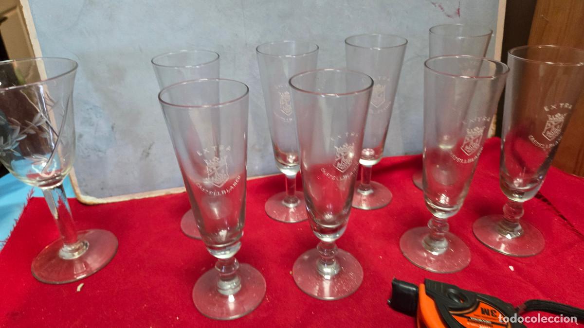 Vintage: 8 copas de cristal antiguo - Foto 3