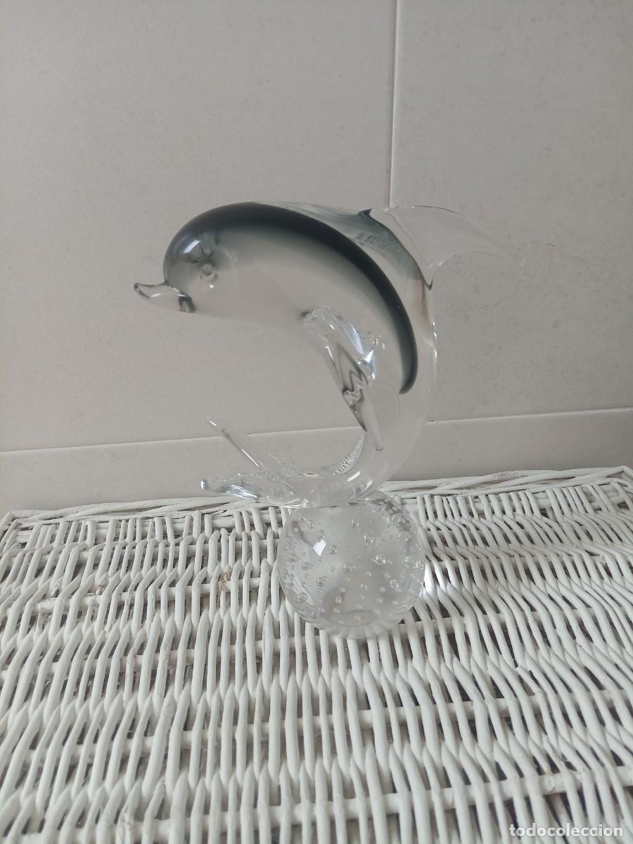 Vintage: Figura Delf&iacute;n Cristal Vintage Estilo Murano