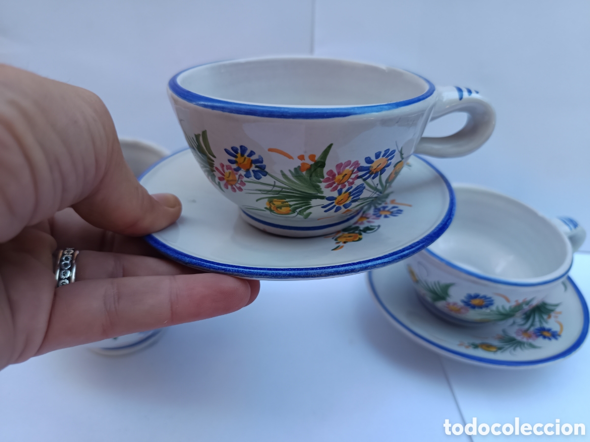 Vintage: Juego de taza caf&eacute; con jarra el Poveo Lorca Murcia Espa&ntilde;a ceramica