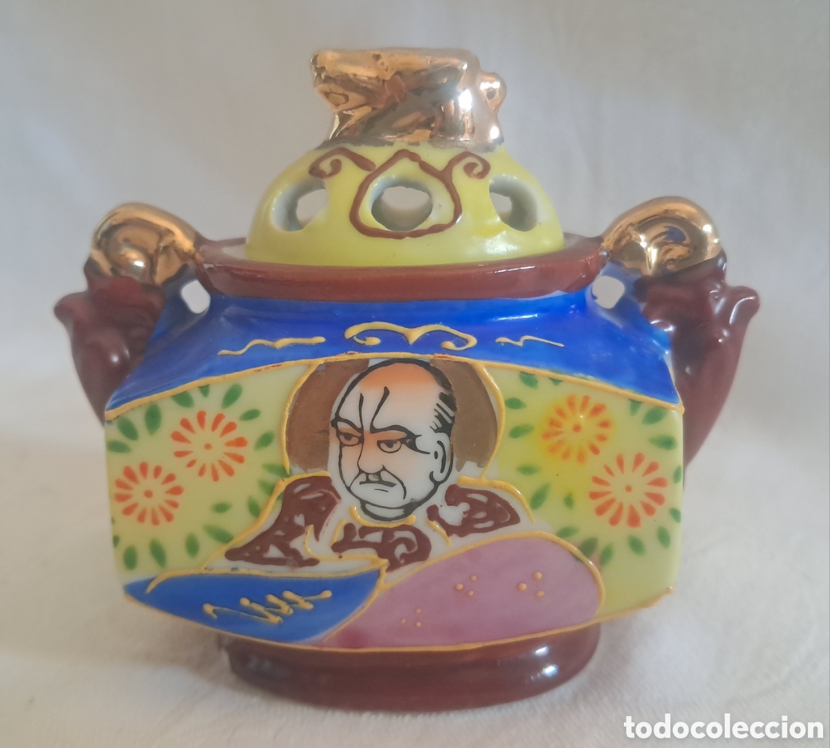 Vintage: Vintage 1930s Japanese Satsuma Style Porcelain Incense Burner Koro