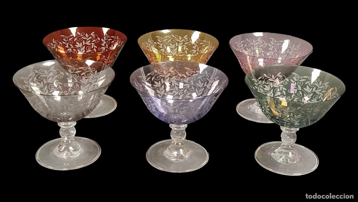 Vintage: COPAS DE CRISTAL COLOREADO PARA COCKTAIL, POSTRE O HELADO