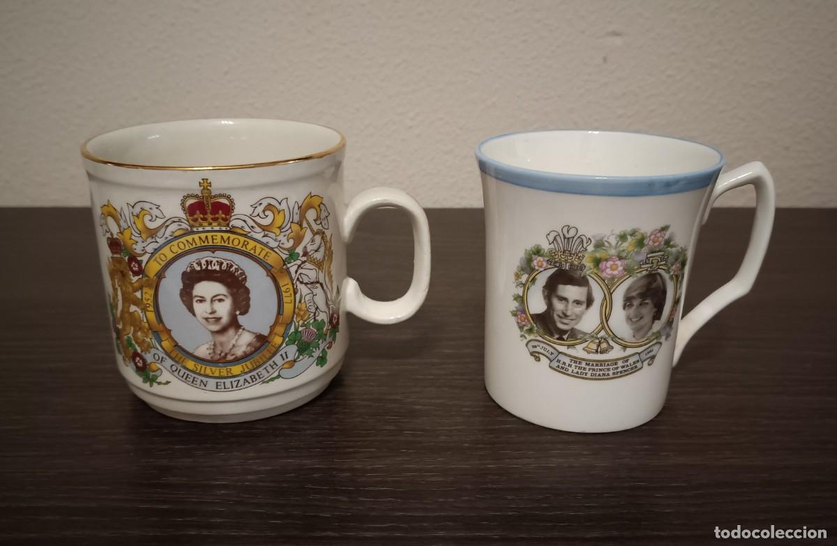 Vintage: BONITO JUEGO DE 2 TAZAS CONMEMORATIVAS DE LA REALEZA INGLESA DE PORCELANA FINA,VINTAGE