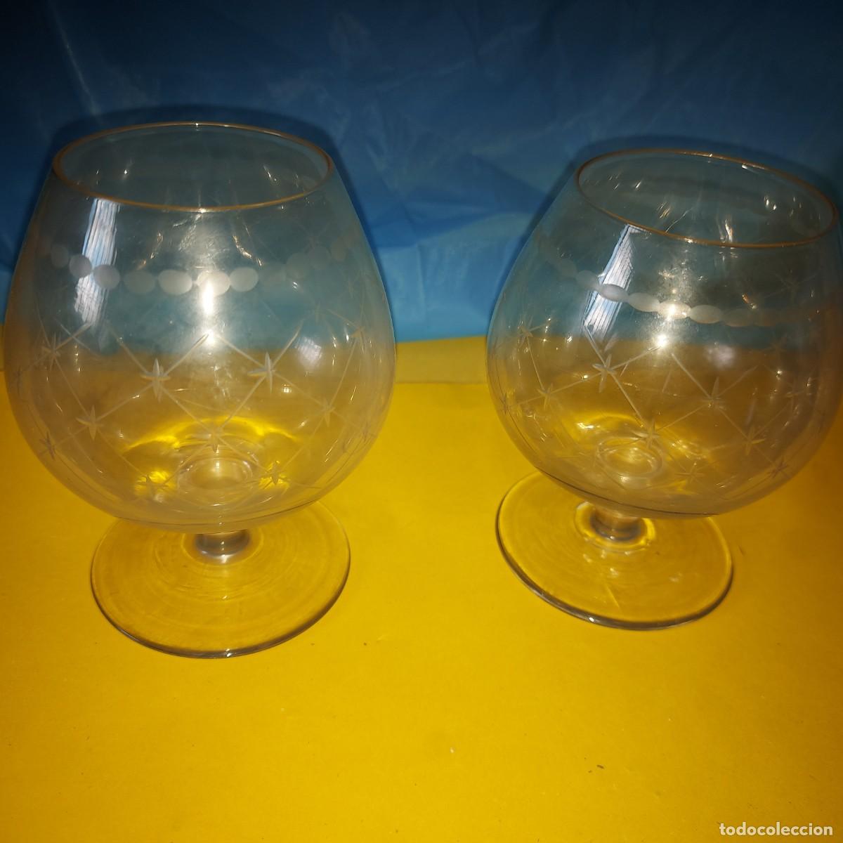 Vintage: ANTIGUAS COPAS DE CRISTAL TALLADO PARA CO&Ntilde;AC O BRANDY