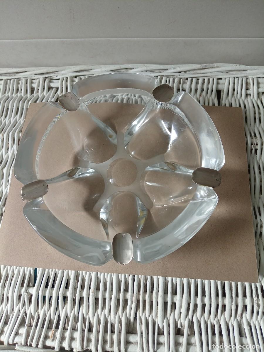 Vintage: Gran Cenicero Vintage Cristal Macizo Plata de ley