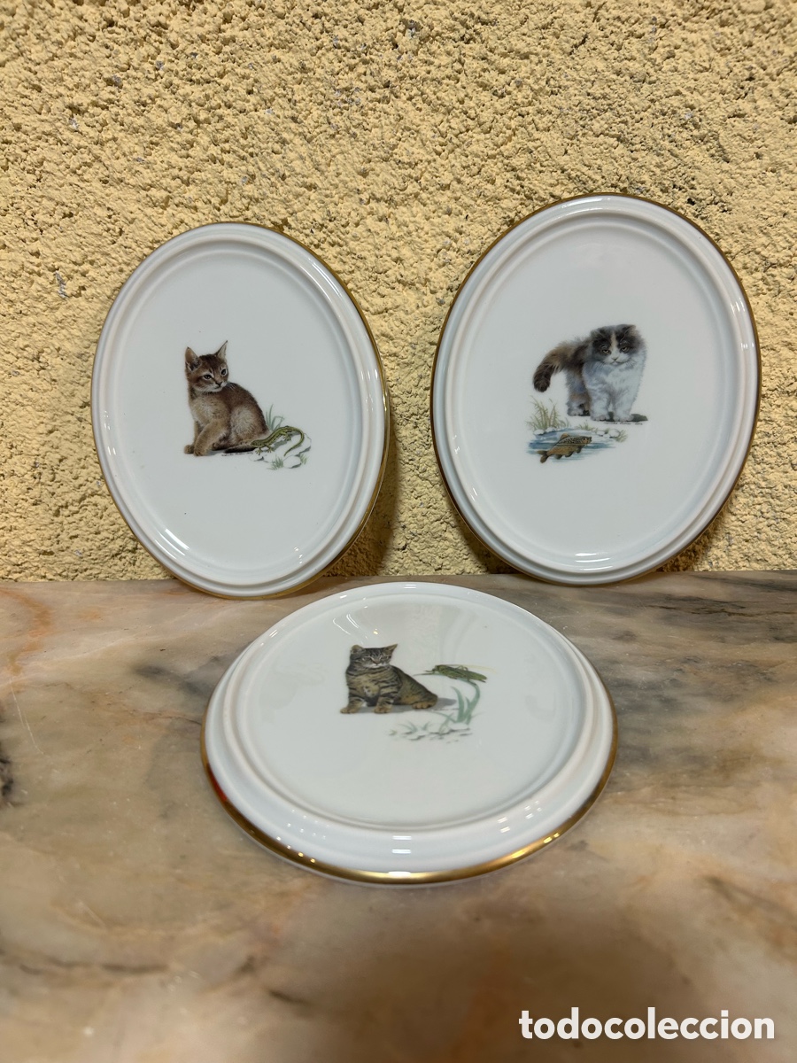 Vintage: Lote 3 medallones de porcelana Volkstedt Turingia
