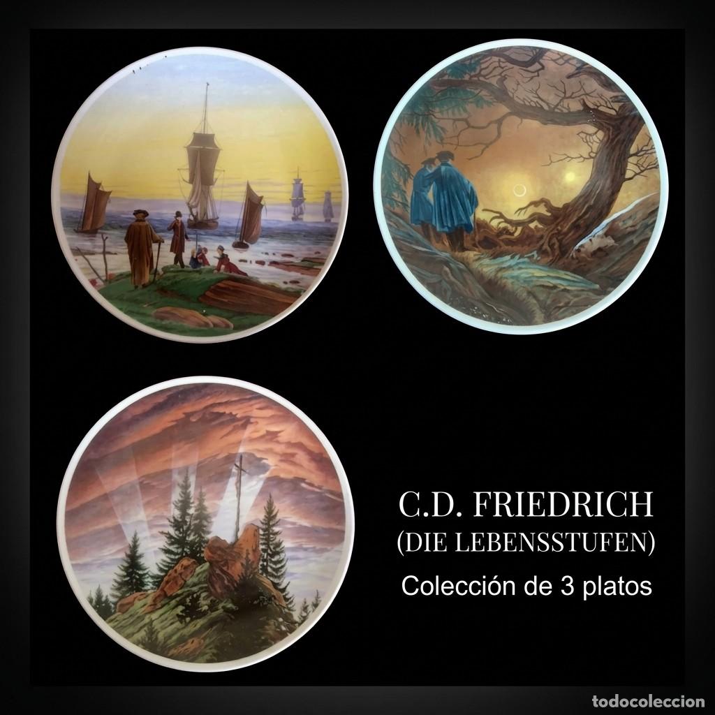 Vintage: Coleccion 3 Platos porcelana 20 cm del pintor C.D. Friedrich (1774-1840)