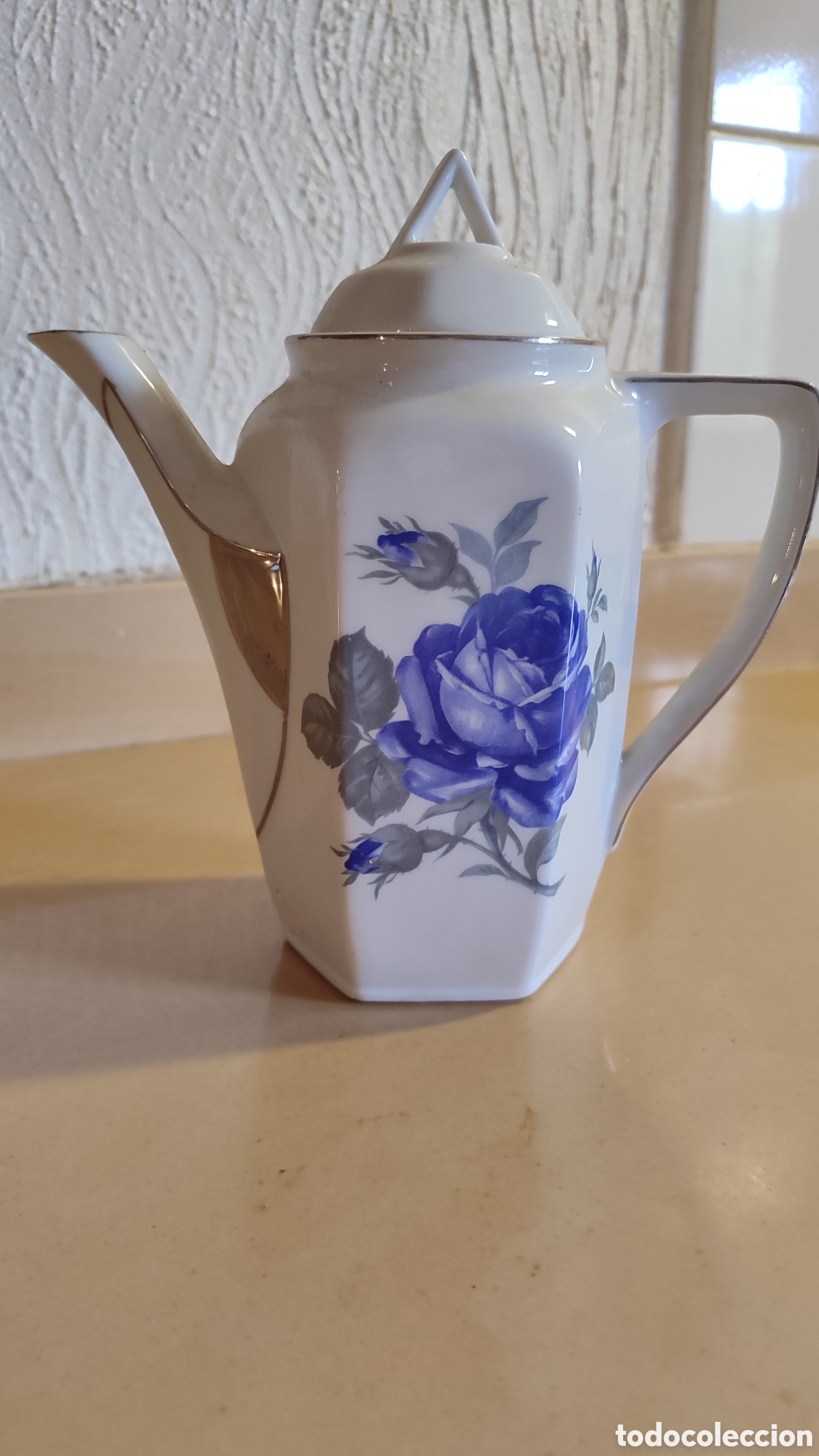 Vintage: Cafetera/Tetera Porcelana Vintage Flores Azules