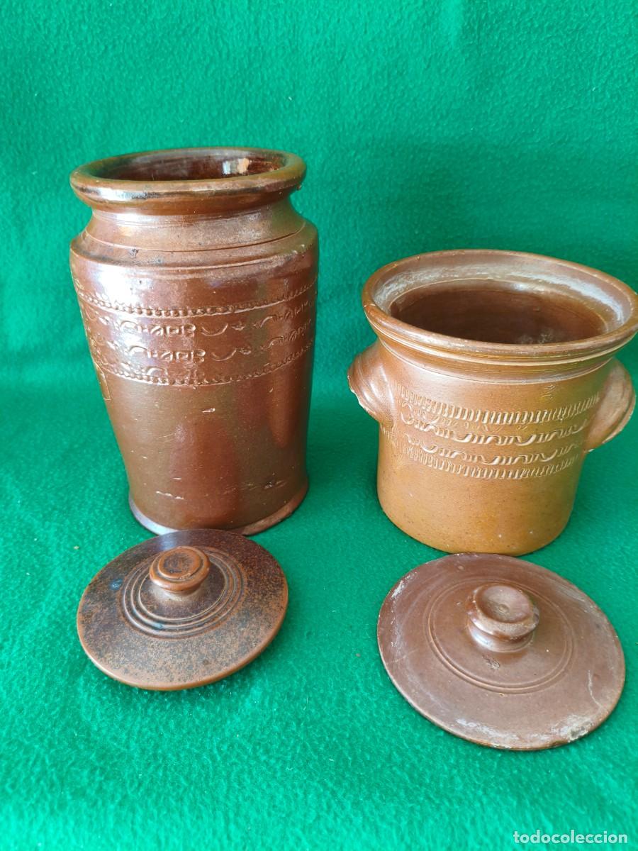 Vintage: DOS TARROS EN GRES CON TAPA. DECORACION RUSTICA. VINTAGE. - Foto 4