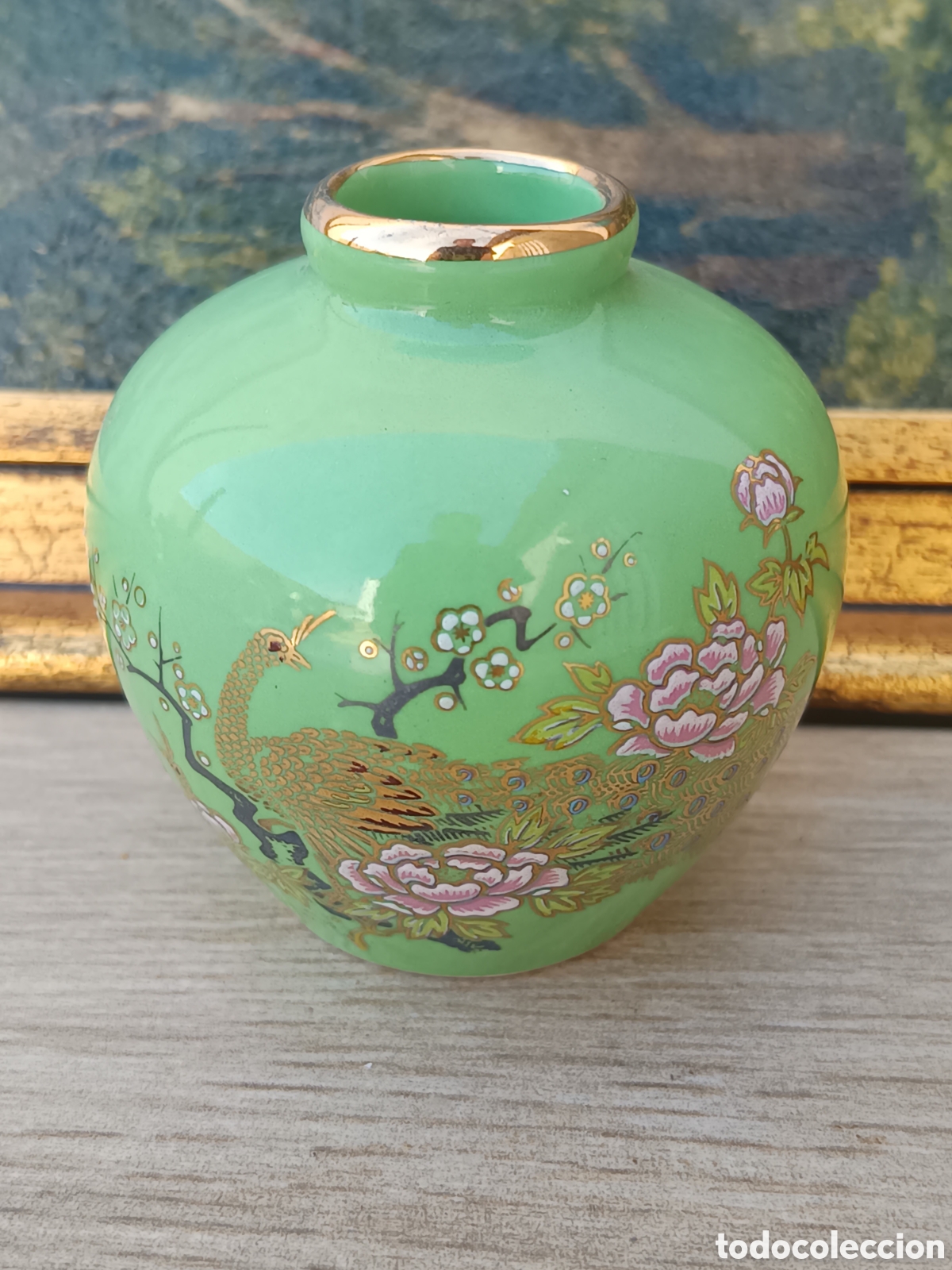 Vintage: Jarr&oacute;n cer&aacute;mica verde Jap&oacute;n Eiho