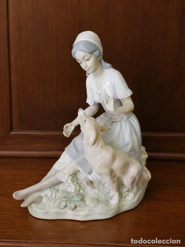 Vintage: Figura Decorativa Porcelana Nao By Lladr&oacute; Mujer con Perro
