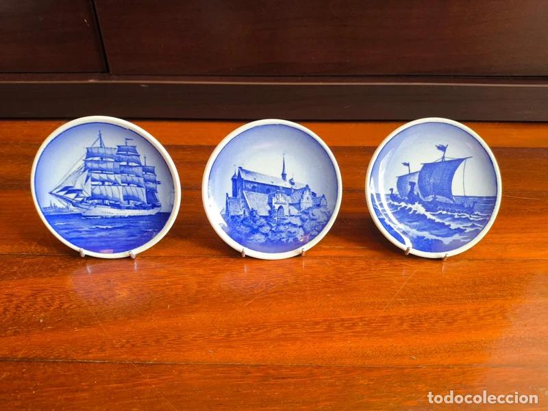Vintage: 3 Platos Decorativos de Porcelana Royal Copenhagen
