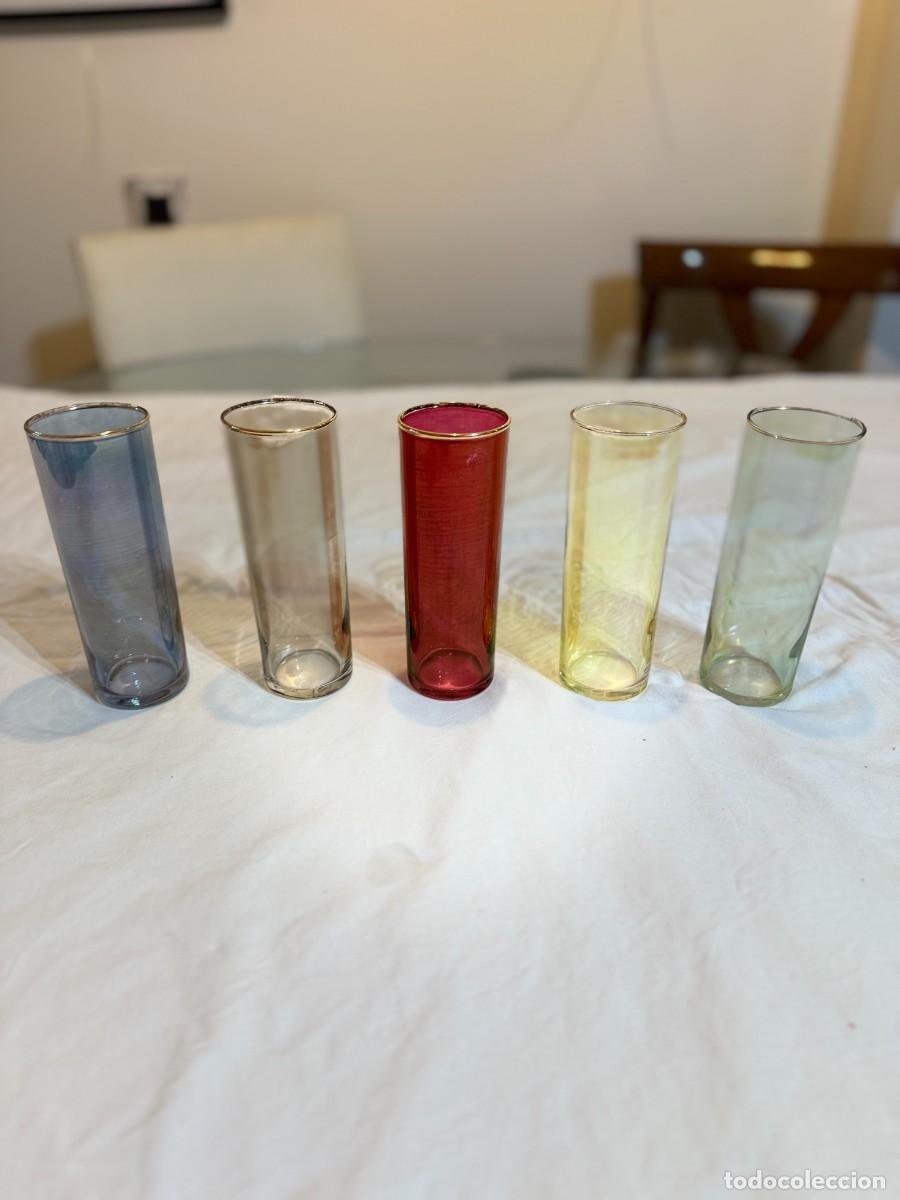 Vintage: Vasos de Vidrio en colores de la vidreria de Cartagena.