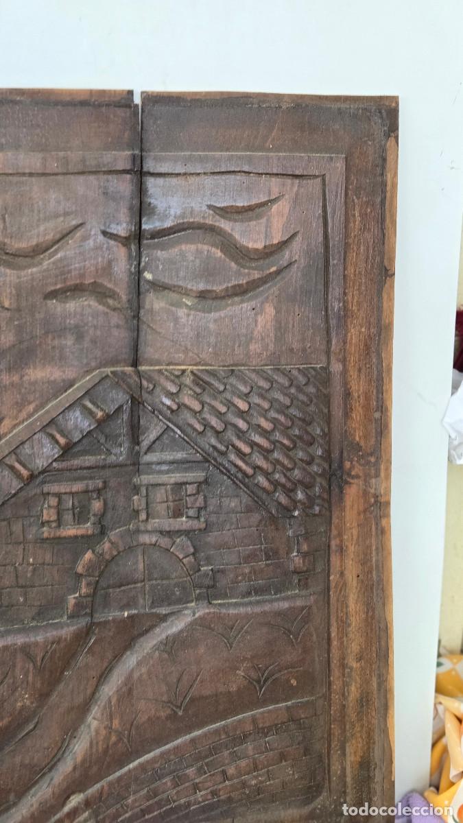 Vintage: tabla con casas talladas - Foto 1