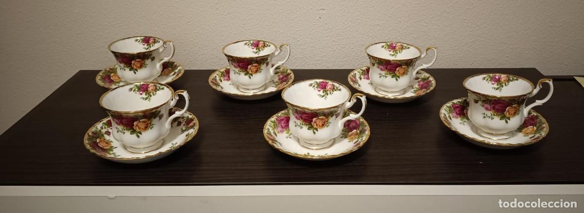 Vintage: PRECIOSO SERVICIO DE 6 PERSONAS DE DUO DE T&Eacute;(6 TAZAS+6 PLATILLOS)DE PORCELANA FINA DE ROYAL ALBERT