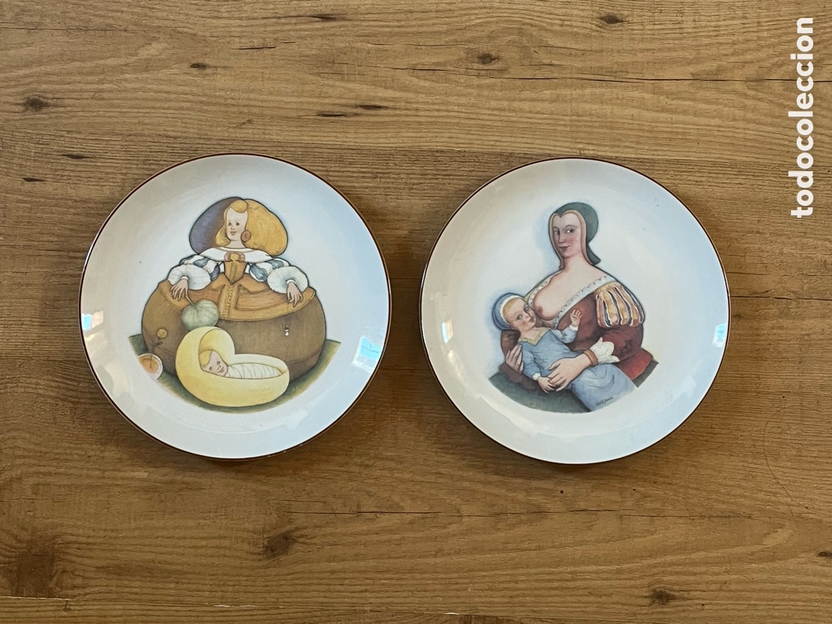 Vintage: PAREJA DE PLATOS PORCELANA SANTA CLARA EDICI&Oacute;N LIMITADA D&Eacute;CADA 1980