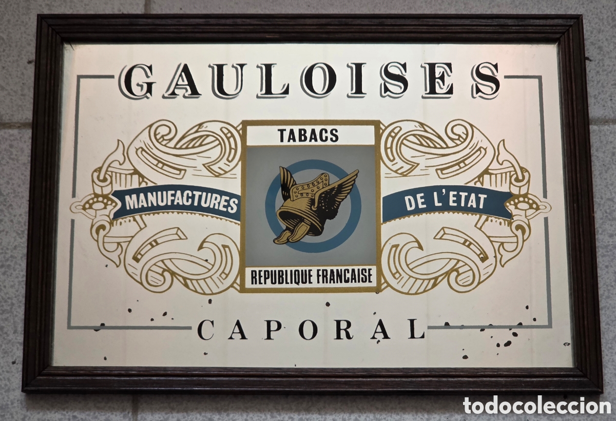 Vintage: Cartel Espejo Gauloises Caporal Tabacs Republique Fran&ccedil;aise - Decoraci&oacute;n Tabaco Cigarrillos Francia