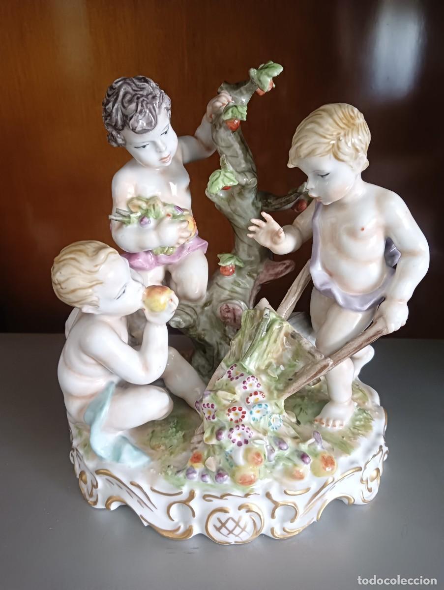 Vintage: PORCELA VINTAGE DE QUERUBINES EN LA VENDIMIA
