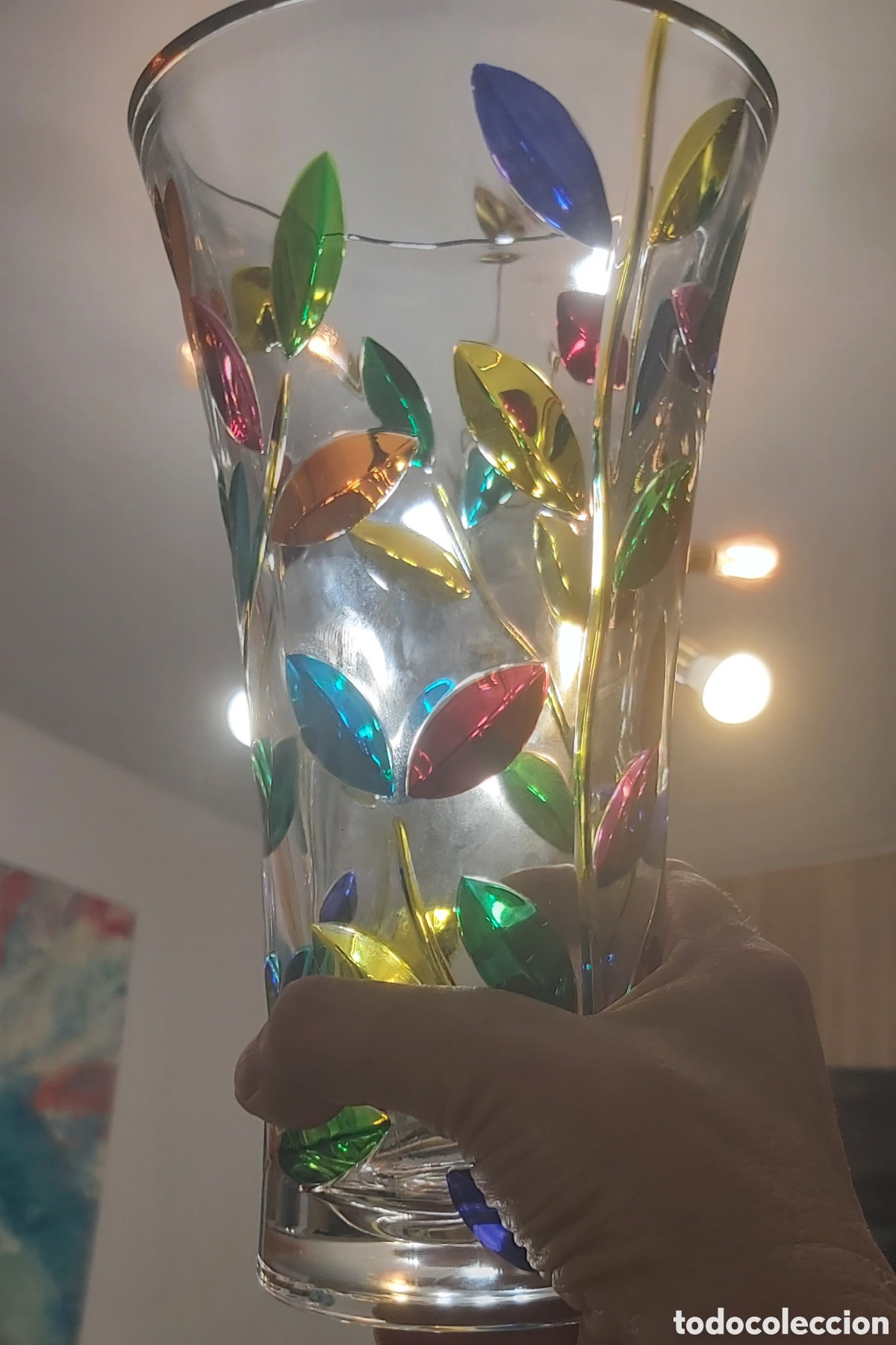 Vintage: Jarr&oacute;n Italiano Due Zeta &rdquo;Laurus&rdquo; Cristal Murano 21cm