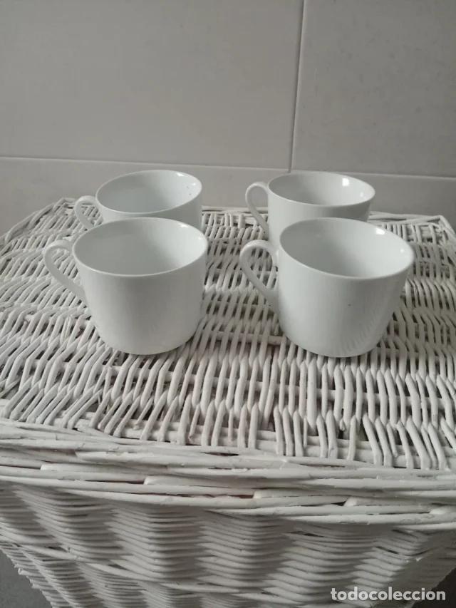 Vintage: 4 Tazas Dellacasa Porcelana Blanca