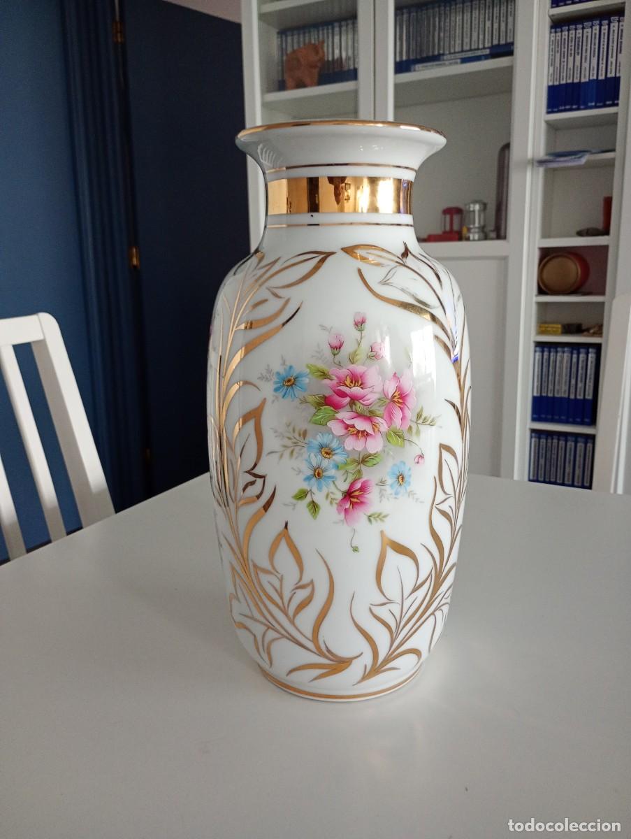 Vintage: Jarron Vintage de porcelana esmaltada con decoracion floral 34 cm a&ntilde;os 80