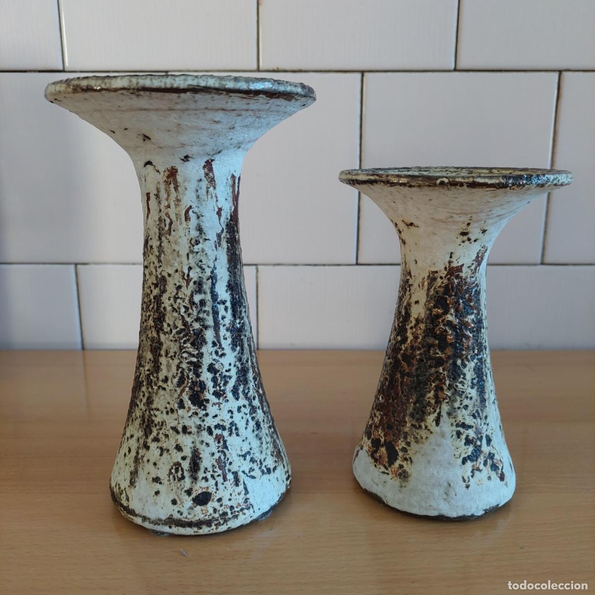 Vintage: Pareja de jarrones de ceramica Alemania del Este Ralf Unterstab