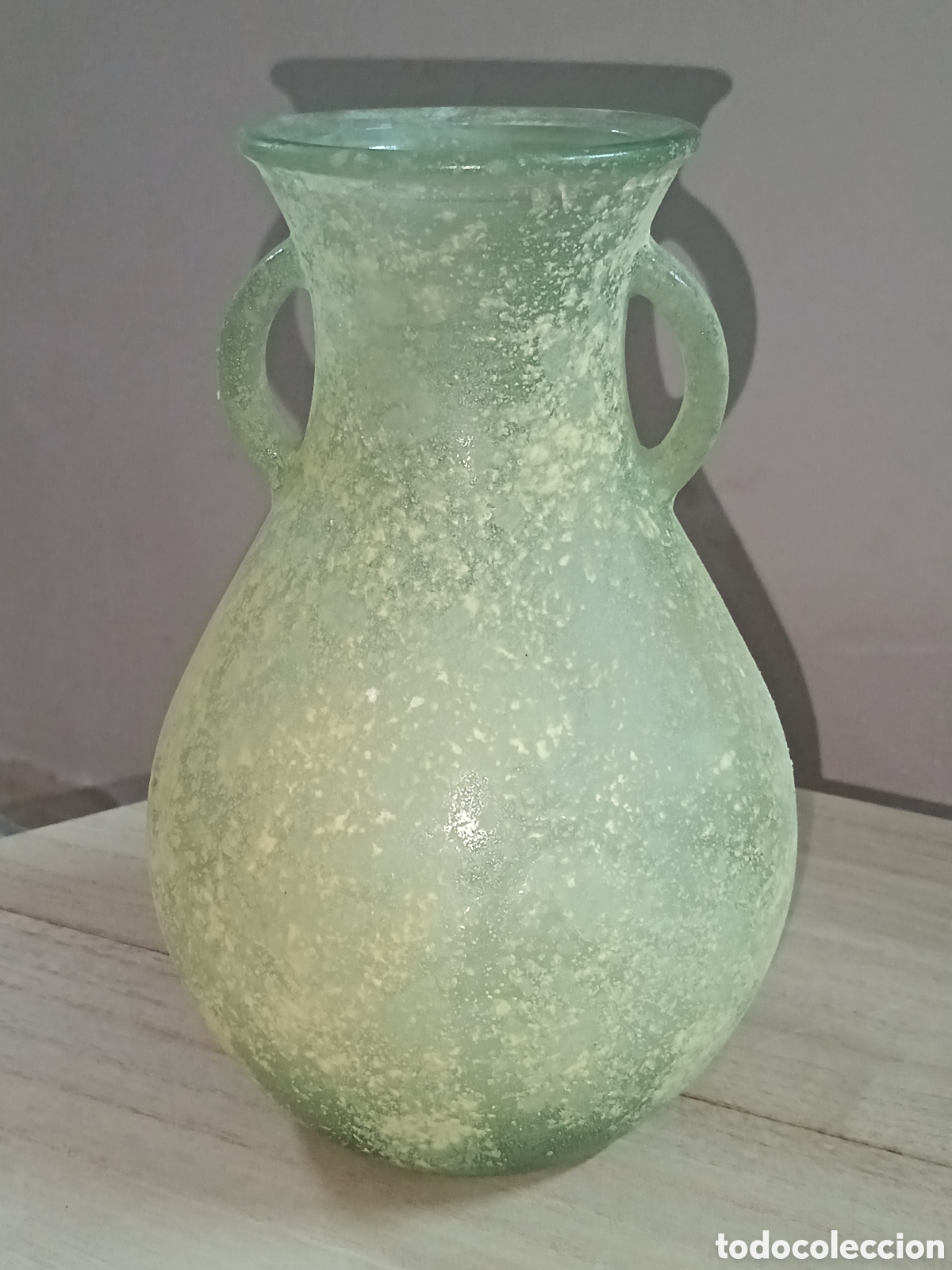 Vintage: Jarr&oacute;n de cristal verdoso