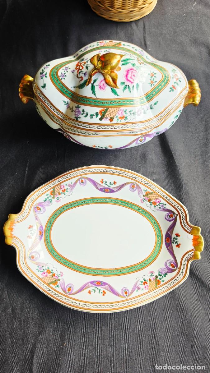 Vintage: Sopera o Bandeja de Porcelana Vidal Arte Portugal Pintada a Mano Pieza Exclusiva de Lujo con Detal