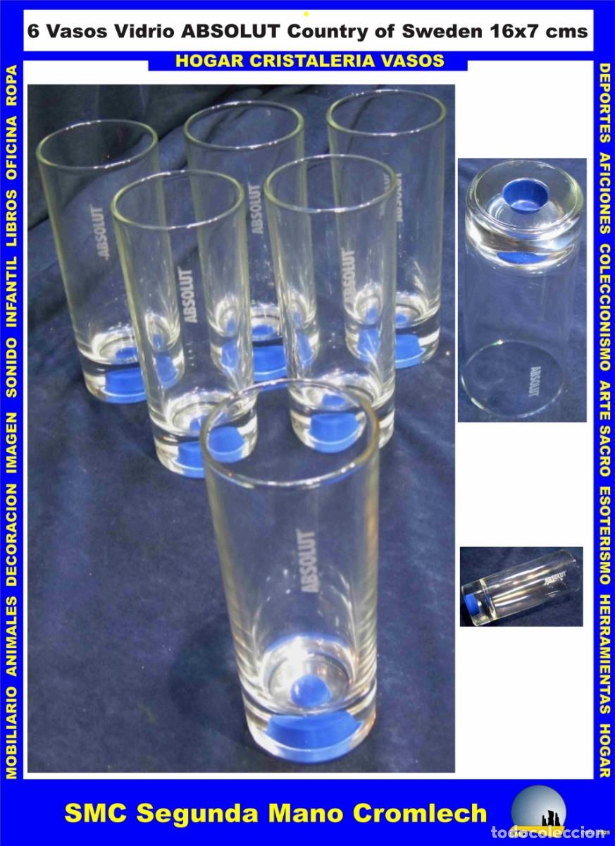 Vintage: 6 Vasos Vidrio ABSOLUT Country of Sweden Sin usar. Guardados siempre en vitrina.